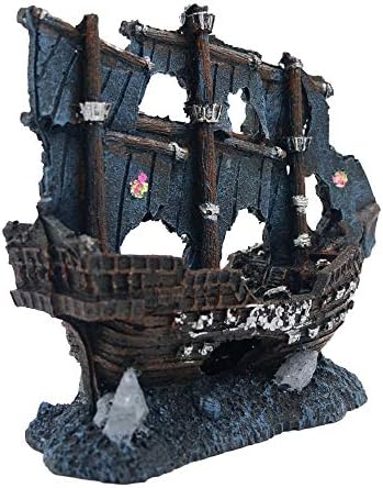 Пиратски кораб за Аквариум за домашни любимци JUFENG - Украса на Пиратски кораб За Аквариума - Изящни Орнаменти