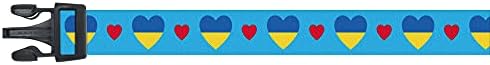 Нашийник за кучета | обичам Украйна | Hearts | Отличен за Национални празници, Специални събития, Фестивали, Паради | Произведено в САЩ | XSmall Small Medium Large XLarge