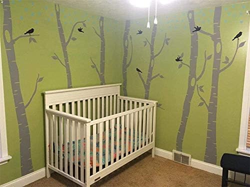 Suonady Стикери за стена под формата на горско дърво - Подвижна Винил стикер с бяло Дърво, Стенни Пана, Художествени Картини, Спалня, Детска, боядисани стени във формата