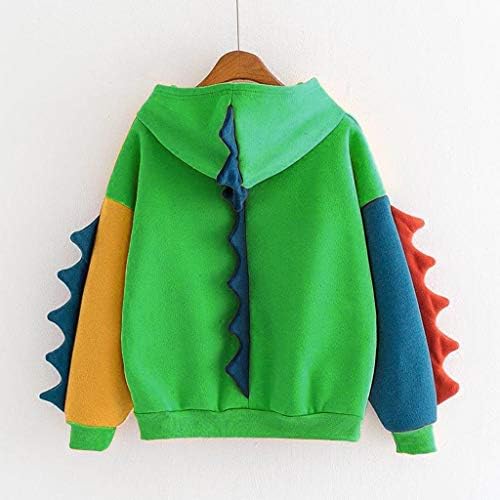 Hoody с качулка за Жени, Всекидневни Свободен пуловер с дълги ръкави в цвят Блока За Момичета, Сладък Потник с качулка във Формата на динозавър - Limsea