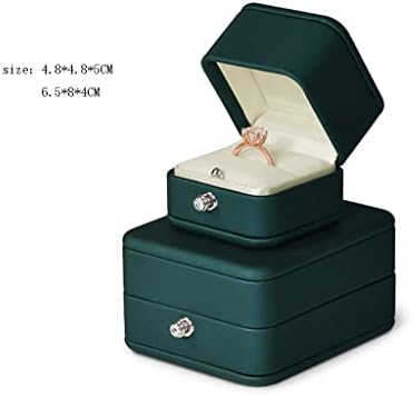 WODMB Кутия за Пръстени, Кутия за Колие, Кутия За Съхранение на Бижута, Органайзер за Подаръци за Рожден Ден, Кутия за Предложения, Годеж, Сватба (Цвят: зелен, размер: 4,8 *