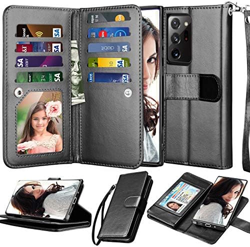Калъф NJJEX Galaxy Note 20 Ultra Case (2020 г.), една чанта-портфейл за Samsung Note 20 Ultra 5G, [9 слотове за карти] От изкуствена кожа, държач за кредитни карти, флип-надолу награда [Подвижни], М