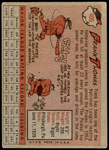 1958 Topps # 409 Франк Томас Питсбърг Пайрэтс (Бейзболна картичка) ДОБРИ пирати