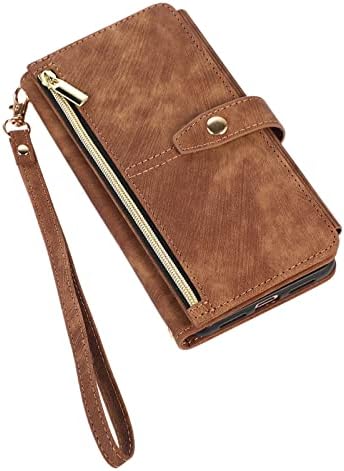 Чанта-портфейл XYX за Samsung S23 Plus, Портфейл с цип с веригата през рамо, Кожена чанта за Носене на Китката,