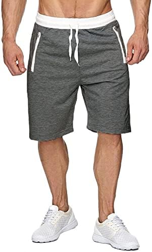 Мъжки къси панталони NIUQI Ежедневна Класически Намаляване с Завязками в Цвят Блок, Летни Плажни къси Панталони с Еластичен колан и джобове с цип