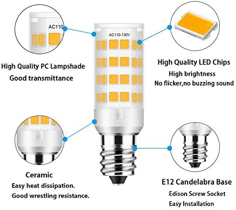 Led лампа E12 5 W C7, еквивалентна на халогенна лампа 40 W 50 W, Топло Бяла 3000 До, Цокъл на Т3/Т4, лампа-Свещници