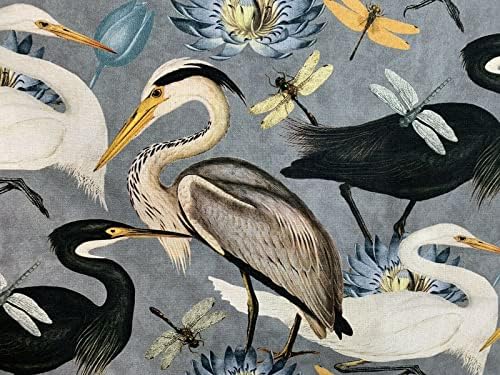 Сив Памучен Плат се Продават на квадратни метра Чапли Птици Материал за шиене на Ярду Лотос водно Конче Птичи