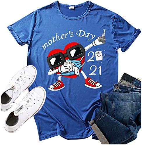 Дневната Къса Женска тениска с кръгло деколте и ръкав за майките, с Модерна Риза с Принтом, Дамски Блуза, Спортни Ризи, Свободни