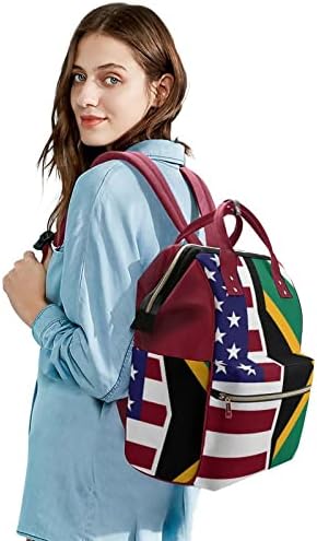 Чанта за Пелени с Американски и Африкански Флага, Раница, Водоустойчива Чанта За Майките, Раница с Голям Капацитет