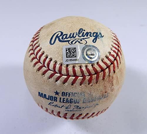 2019 Milwaukee Brewers Pit Pirates Използвана Бейзбол Lorenzo Cain 3 RBI Double - MLB Използвани Бейзболни Топки