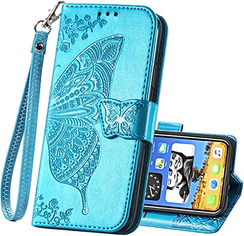 Чанта-портфейл за iPhone 11, Изкуствена Кожа Флип Защитен Калъф За вашия Телефон, Каишка За Китката и слот За