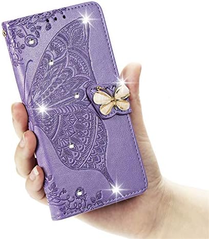 Чанта-портфейл за Samsung Galaxy S21 Plus с 3D Релефно под формата на пеперуди, Тънки Флип Калъф за Телефон