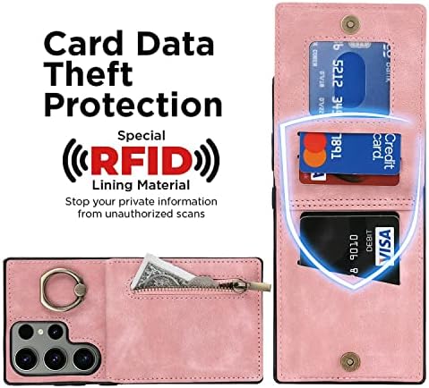Калъф Kangsien за Galaxy S23 Ultra Чантата си, Кожен Калъф-Книжка с панти капак, Стойка за телефон, RFID Заключване, Държач за кредитни карти, Противоударная защита, Магнитна капа