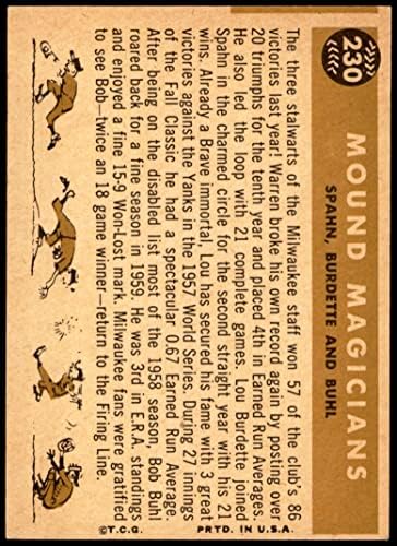 1960 Topps # 230 Mound Magicians Лю Бердетт / Уорън Спан /Боб христо смирненски Милуоки Брейвз (Бейзболна картичка) EX Брейвз