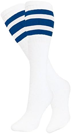 Пълни 90 Мъже 5 ДВОЙКИ Класически спортни Чорапи-тръби в разноцветную райета, Размер чорап 10-15, Бели, Големи
