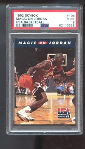 1992-93 Скайбокс 105 Меджик Джонсън на Майкъл Джордане САЩ PSA 9-та Квалификационна карта на Олимпийските Баскетболни