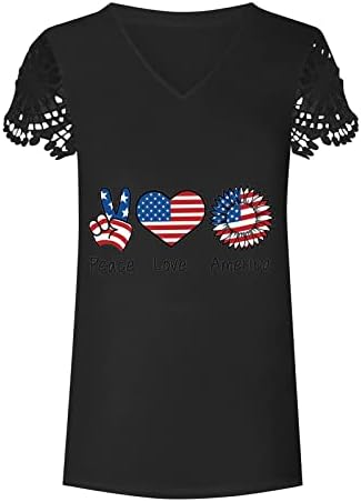 Ризата на Деня на Независимостта за Жени, Тениски с Изрези и Къс Ръкав, Тениски, 4 Юли, в началото на с образа на Американския Флаг, Пуловери