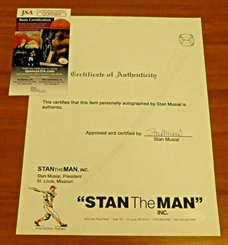 Бейзболен клуб Stan Musial HOF подписа Сертификат за автентичност с JSA COA - Бейзболни топки с автографи