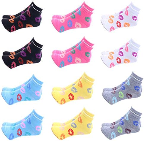 Дамски Спортни Чорапи-възглавници с дълбоко деколте и Шарките на Глезените 12 Чифта В опаковка