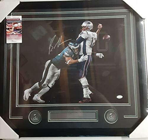 Брендън Греъм подписа автограф Орли Super Bowl LII Strip Sack със снимка 16x20 В рамката на JSA