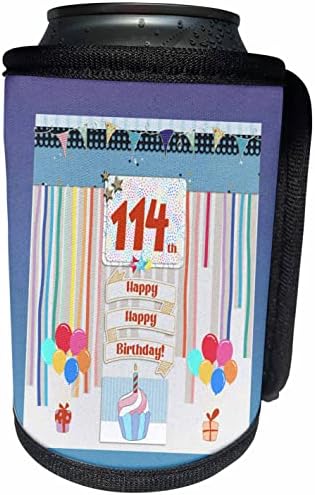 Триизмерен образ на Етикет от 114-ти рожден ден, Торта, Свещи. - Опаковки за бутилки-охладители (cc-360424-1)