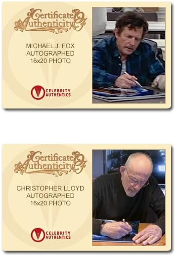 Майкъл Дж. Фокс, Кристофър Лойд с автограф завръщане в бъдещето II Марти Макфлай, Док Браун, плакат 16x20