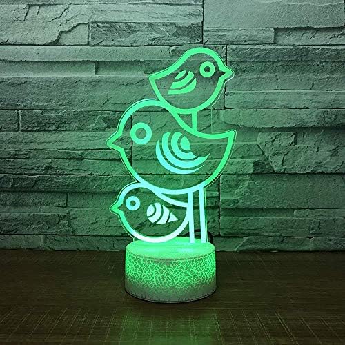 Jinnwell 3D Бърд Нощно Лампа Илюзия 7 Цвята Смяна на Сензорен Прекъсвач Настолни Лампи За Маса Украса Led Коледен