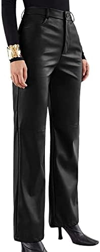 Спортни панталони с джобове за Жени, Реколта Обикновена Гамаши, с Джобове и Тънки Кожени Високи Дамски Спортни
