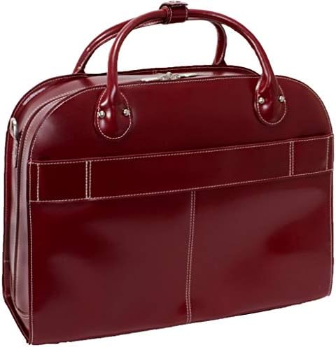 Серия McKleinUSA W, Розвилль, Благородна воловья кожа, 15-инчов Кожена Патентован женски куфарче за лаптоп на подвижни колела, червен (96646), 18 x8.75x14.5