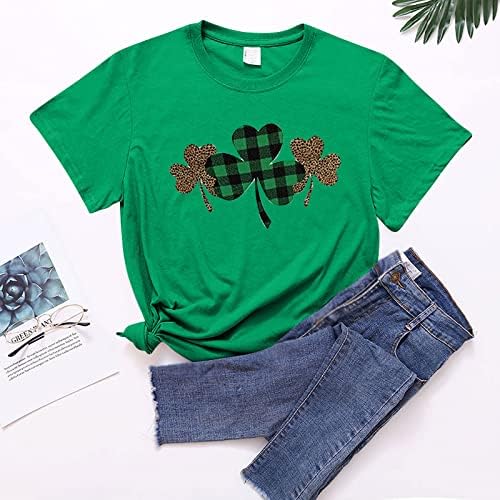 Дамска риза в Деня на Св. Патрик, Зелени Тениски с ирландски Трилистником, Ежедневни Модерен Пуловер с Къс ръкав