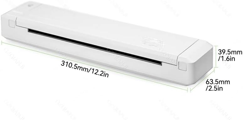 GRETD Офис Домашен мобилен принтер с директен термотрансфером, преносим фото принтер с Bluetooth принтер, с панделка (Цвят: бял, размер: 310.5 * 63.5 * 39.5 мм)