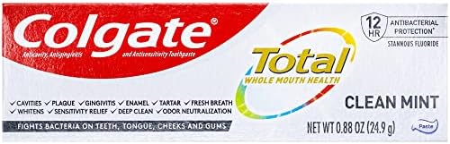 Паста за зъби Colgate Total, Чиста Мятная, Размер за пътуване 0,88 унция (24,9 г.) - Опаковка от 6