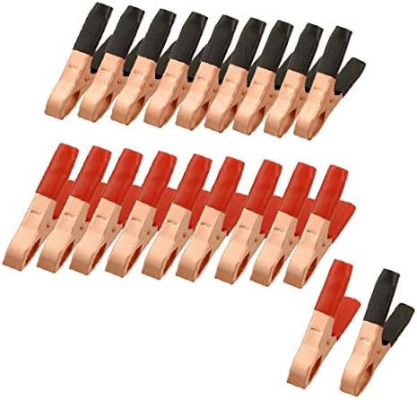 X-DREE 20 броя Черни, червени, покрити с мед, Метални батарейные скоби Alligator Clamps 50A (20 piezas негър