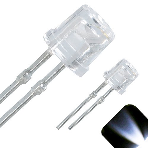 Широкоъгълен led лампа с плосък връх 5 мм, студен /прозрачен Бял - Широкоъгълен (опаковка от 500 броя)