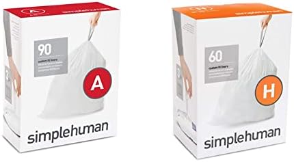 Пакети за боклук с завязками simplehuman Code A индивидуална монтаж в опаковки-дозаторах, 4,5 литра и Code H