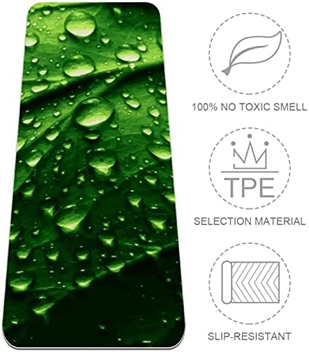 Килимче за йога с дебелина 6 мм, лист с принтом капки вода, Екологично Чисти Постелки за упражнения от ТПЭ,