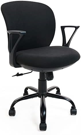 Въртящ се Офис стол CLATINA с Удобна Тапицирана Седалка, Дебела Седалка със средна Облегалка, Компютърен стол
