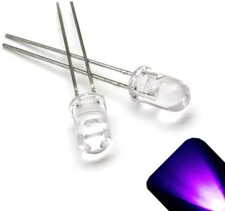 Светодиоди фара 12 в с кръгли прозрачни лещи 5 мм - UV /Purple led - Ултра - ярък Вграден /вътрешен резистор