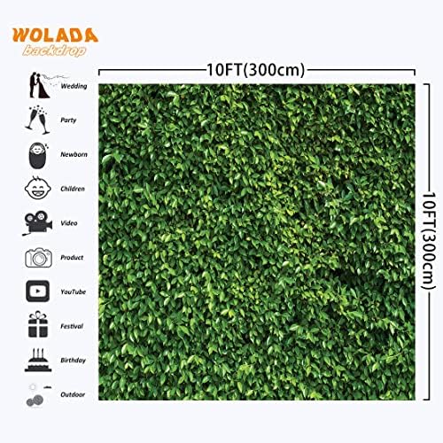 WOLADA 10x10FT Зелен Фон Зелените Стени на Фона на Зелените Листа на Фона на Зелената Трева на Фона на Зелен
