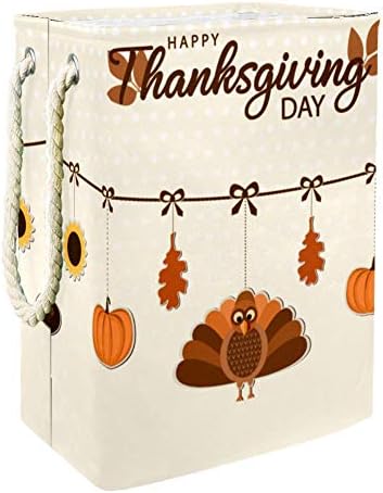 Inhomer Картичка с Деня на Благодарността или Фон 300D Оксфорд PVC, Водоустойчив Кошница За Дрехи, Голяма Кошница