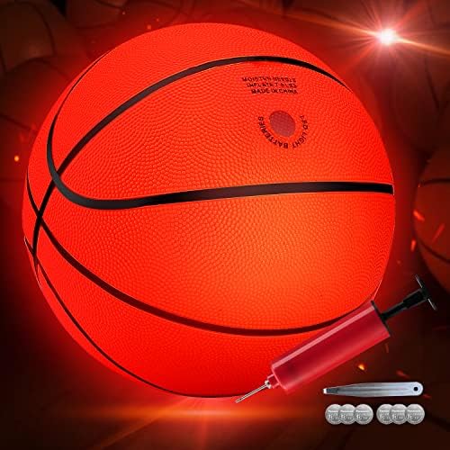 M. A. K LED Light Up Баскетбол - Светещи в тъмното на Баскетболна топка, 2 ярки led фенер, нощен топката официален размер 7 за вътрешна и външна употреба.