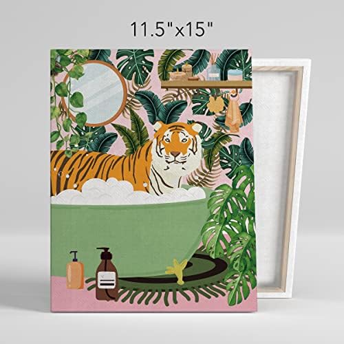 Тигър НИСТОМИСУ в Банята, Щампи върху Платното за Баня, Стенен Декор, Ботаническата Тигър в Джунглата, Художествена