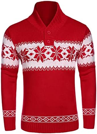 Пуловер Оверсайз Dudubaby за мъже Есен-Зима, Пуловер с Висока Яка и Дълги Ръкави, Риза с Копчета, Коледна Риза,