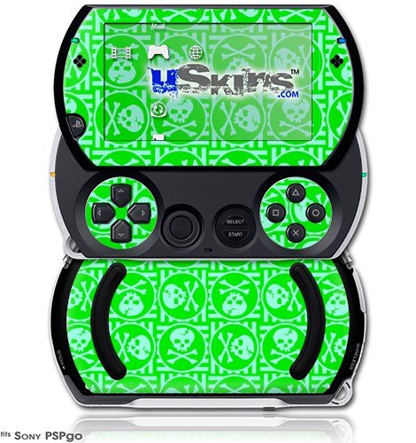 Зелена кръпка с изображение на череп - Кожи в стил прозорец винетка (подходящ за Sony PSPgo)