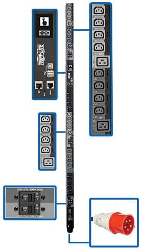 Трип Lite PDU с 3-фазным превключване 17,3 кВт 240 24 C13 6 C19 30A Сензорен екран 0U