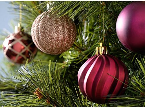 Нечупливи Луксозни Коледни украшения WeRChristmas, 48 парчета - Злато/Бери / Патладжан