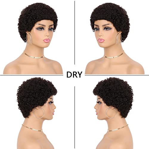 Guree Hair Бесклеевой Перука за носенето на Къса Къдрава Перуки, изработени от Човешка Коса за черни жени, Напълно