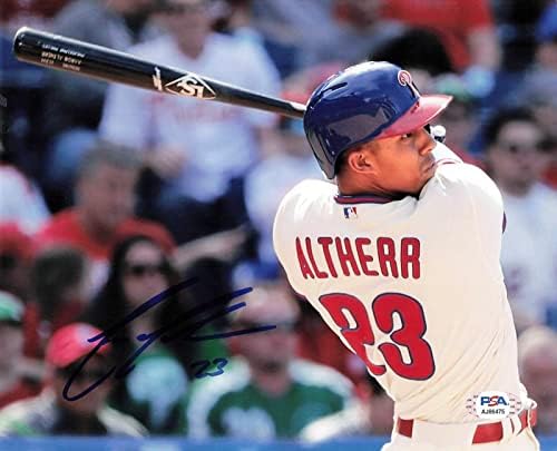 ААРОН АЛЬТХЕРР подписа снимка с размер 8x10 PSA / DNA Philadelphia Phillies С автограф - Снимки на MLB с автограф