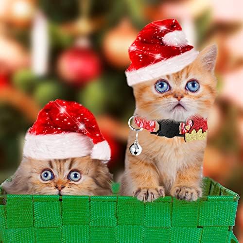 Коледен Нашийник за котки, 8 предмети, Регулируем Коледен нашийник за Коте, яки котки с подвижни коледна елха