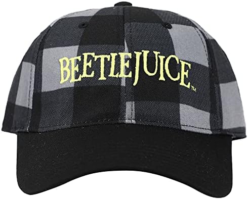 Бродирани логото на Beetlejuice Шапка в Клетка от Поли-кепър лента през с Цветен Блок, Неструктурированная,